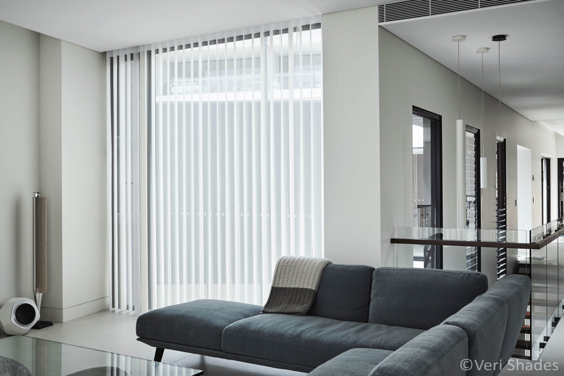 Veri Shades Curtain Living Area - Delux Blinds